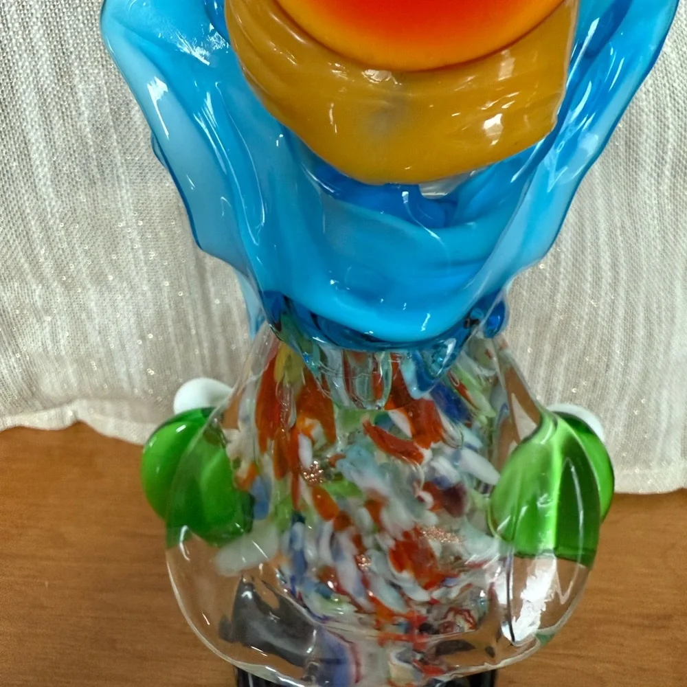 Colorful Hand-Blown Glass Clown Figurine